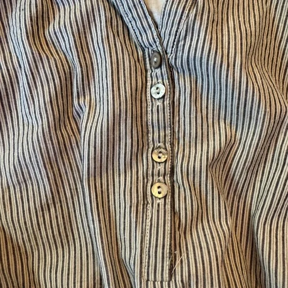 Lilla P Split Neck Striped Sleeveless Lined Cotton Shirt Dress Women’s S Midi - Picture 4 of 14